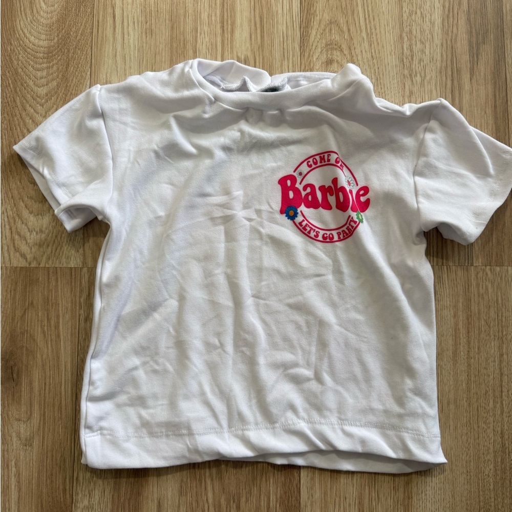 Barbie White Tee with Pink Logo
